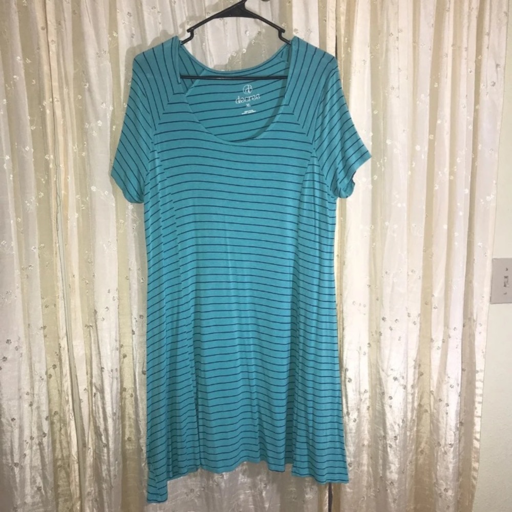 Women’s Summer Turquoise Blue Pinstriped Dress